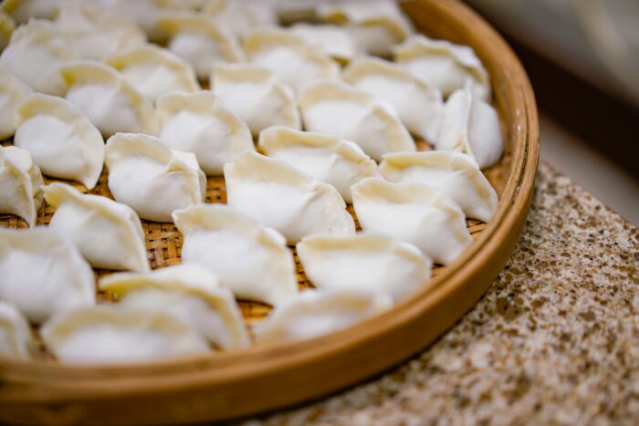 A plate of dumplings, a traditional meal during Chinese New Year celebrations
