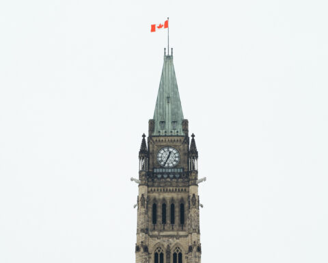 Photo of the Peace Tower on Parliament Hill in Ottawa.