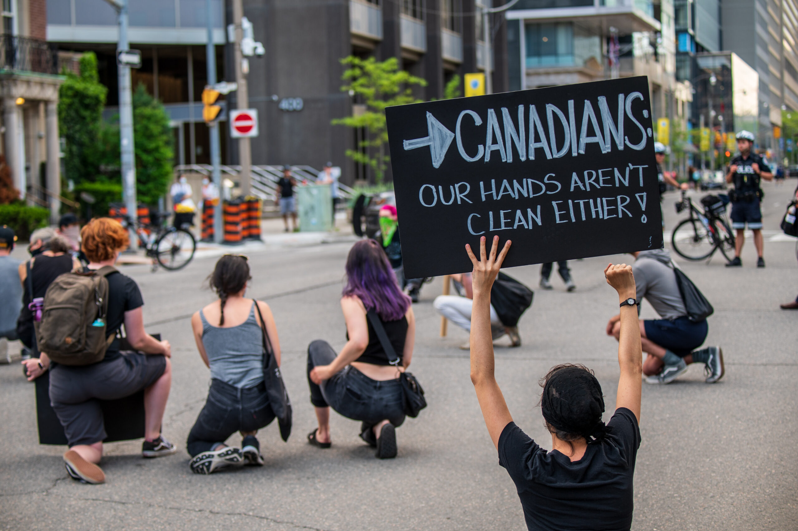 Protests in the wake of the police murder of George Floyd in Minneapolis have not been limited to the United States. This protest outside the U.S. consulate in Toronto had a message for Canadians.