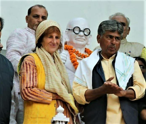 Carr-Harris and husband, Gandhian activist, P.V. Rajagopal (Photo: Ekta Parishad, India)