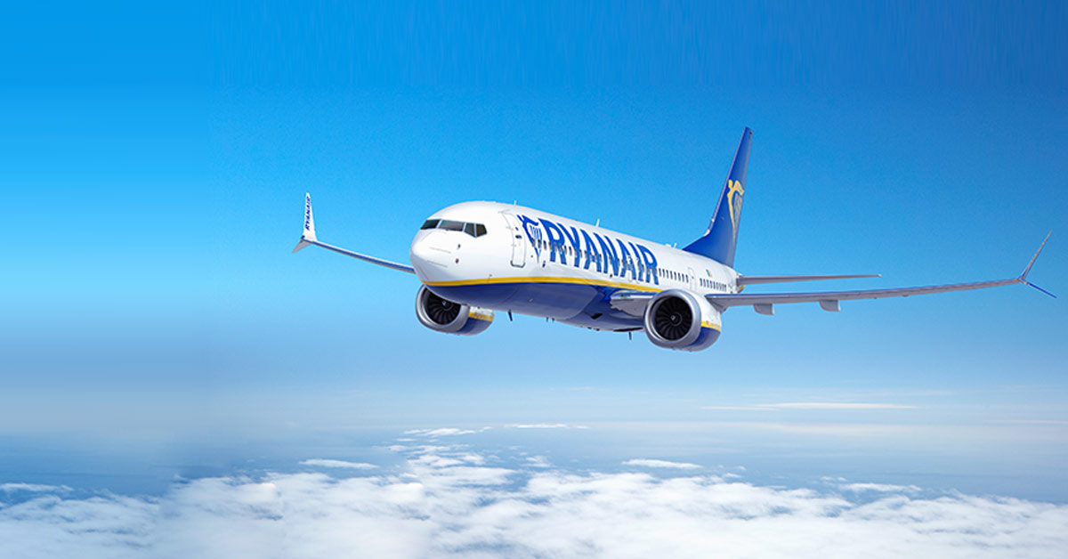 Ryanair plane from budget Irish airline provides questionnaire in Afrikaans.