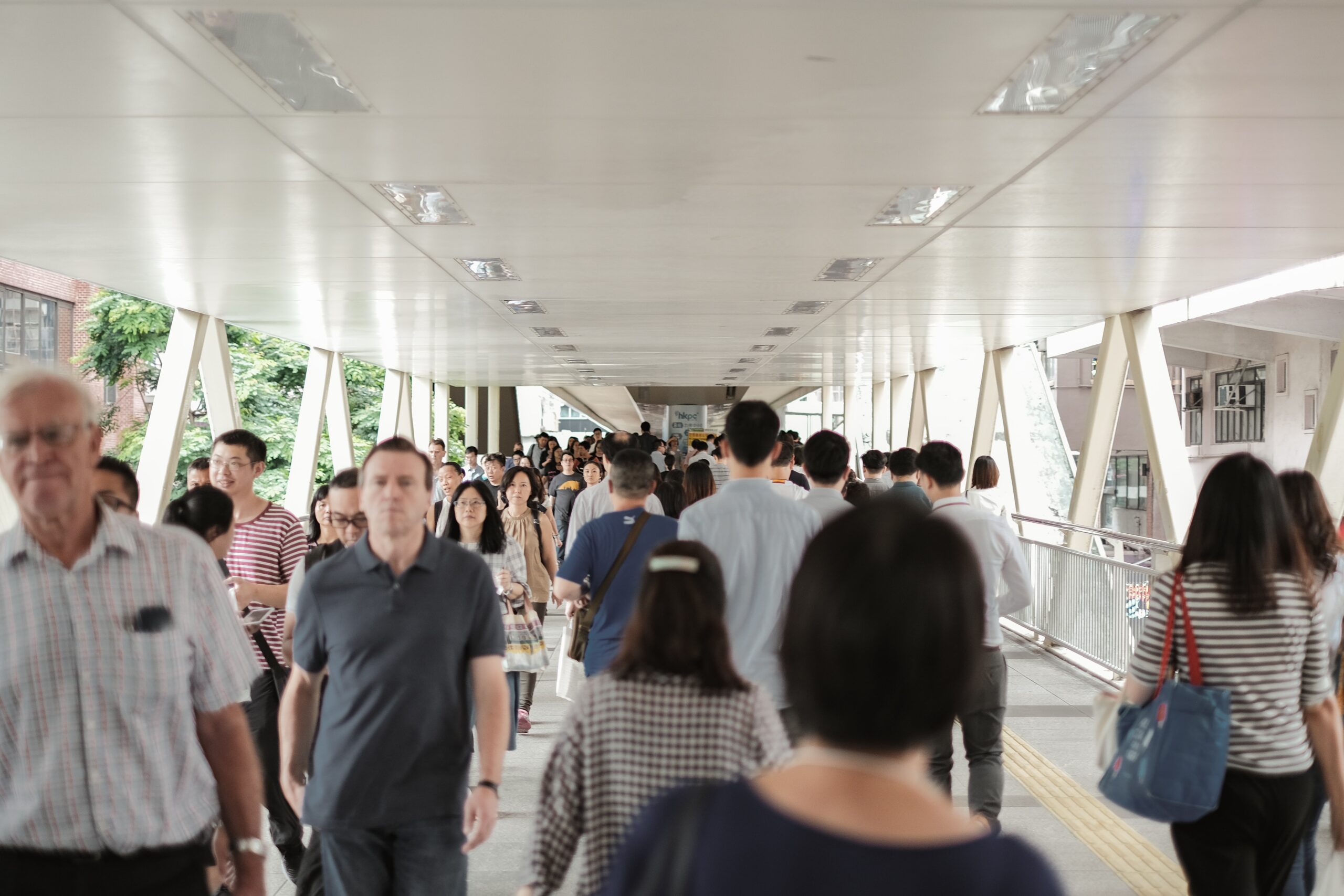 Footbridge to Immigration in Hong Kong