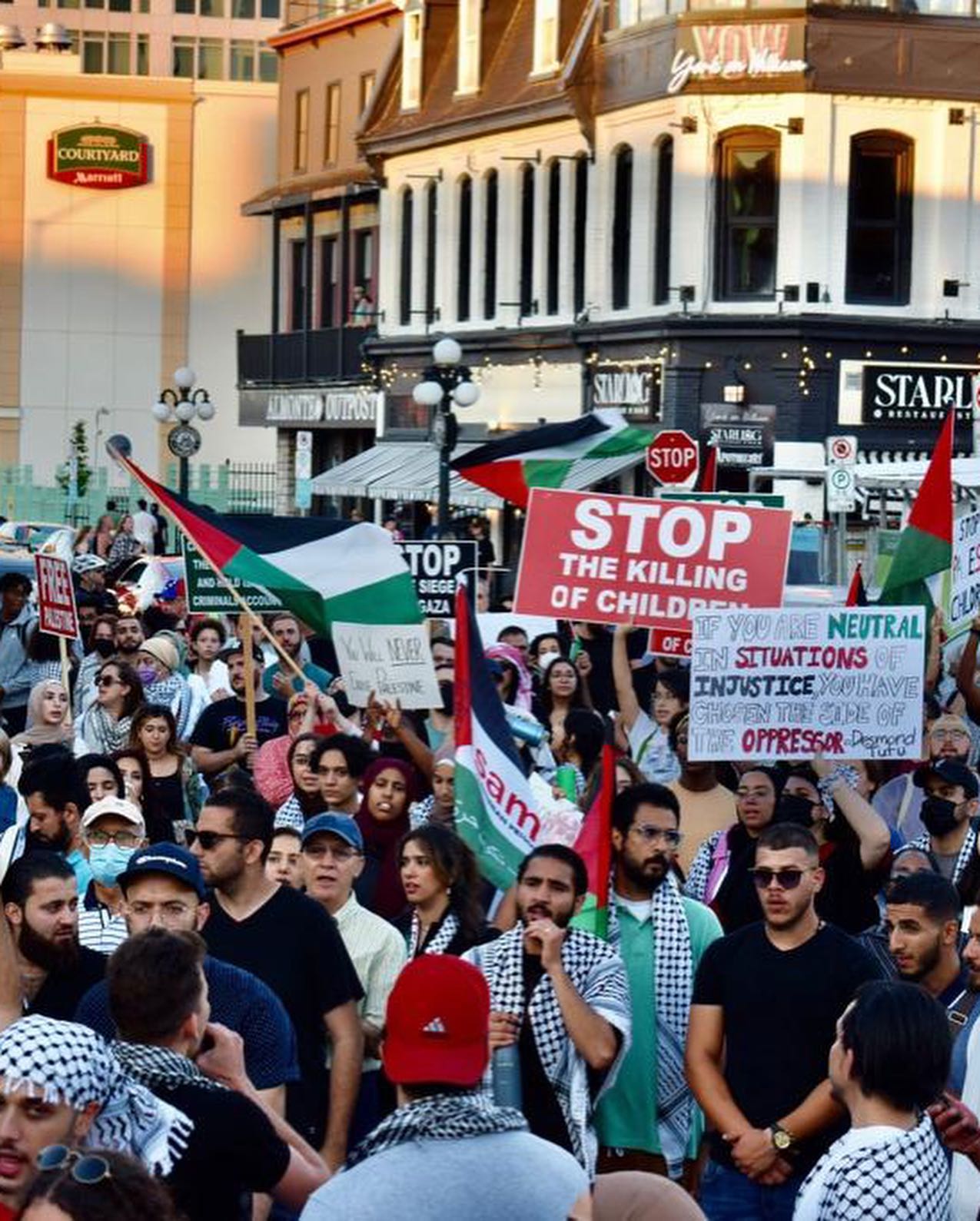 Protesters in Ottawa demonstrate against Israeli airstrikes in Gaza.