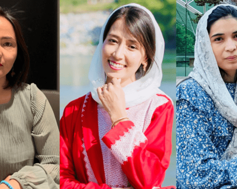 GBV + Afghanistan Left to right: Zahra Nader, Maryam Massoomi, and Bibi Wahida Rahimi.
