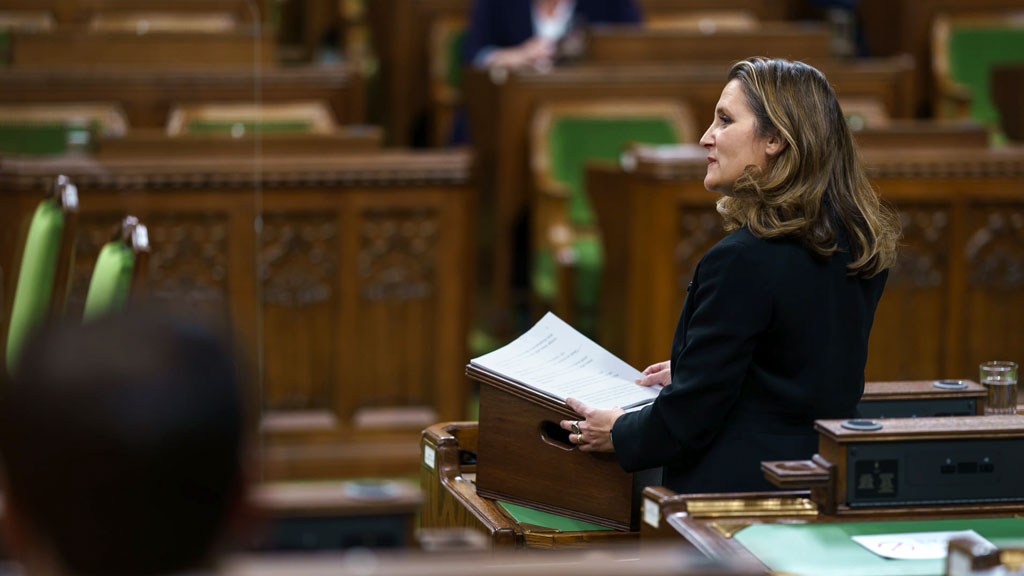 Finance Minister Chrystia Freeland in the House of Commons