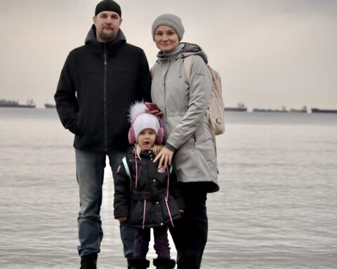 Yuliya Solovyova with her husband, Oleksandr, and their four-year-old daughter Erica.